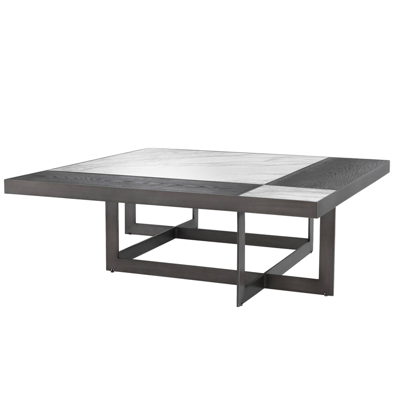 Кофейный стол Eichholtz Coffee Table Hermoza Мокко Белый Мрамор Bianco Темная бронза в Ижевске | Loft Concept 