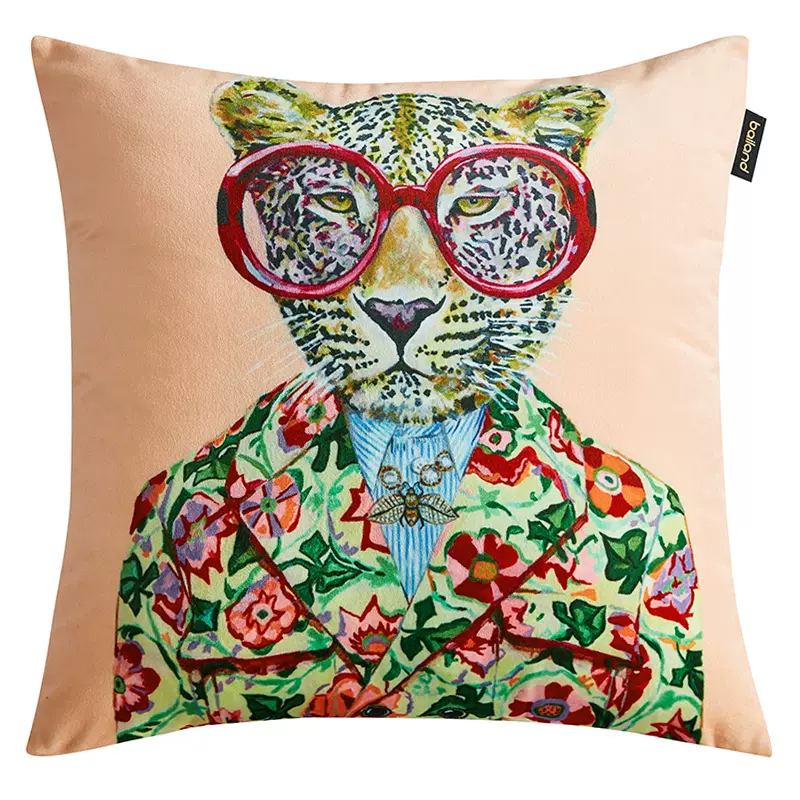 Декоративная подушка Стиль Gucci Fashion Animals Cushion Peach Мульти в Ижевске | Loft Concept 