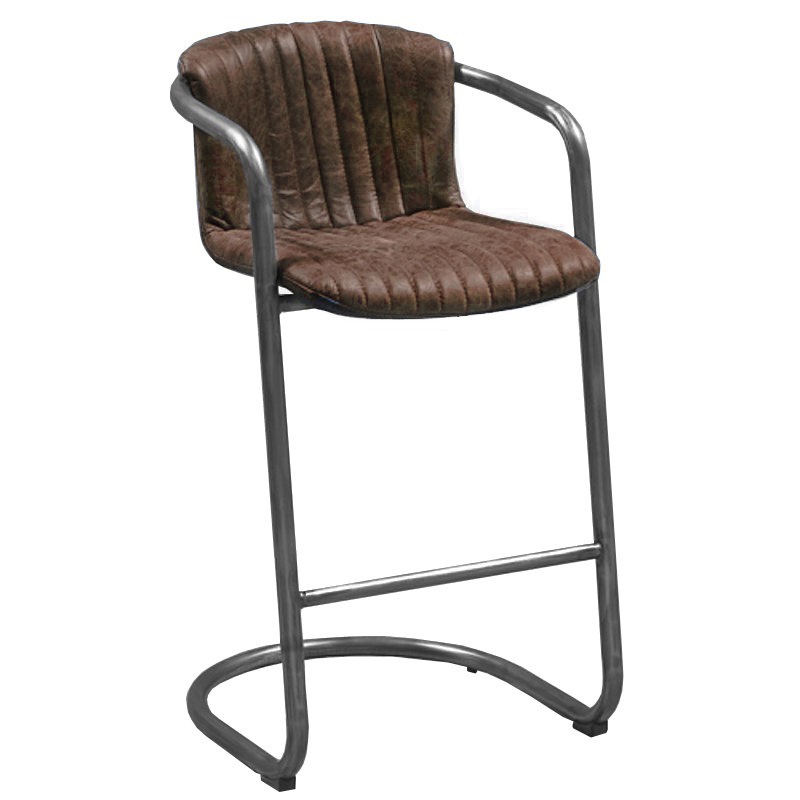 Барный стул Desmond bar stool LEATHER Brown Коричневый винтаж Графитовый в Ижевске | Loft Concept 