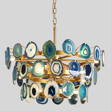 Люстра Agate Burst Chandelier 3 Round blue Зеленый Золотой в Ижевске | Loft Concept 