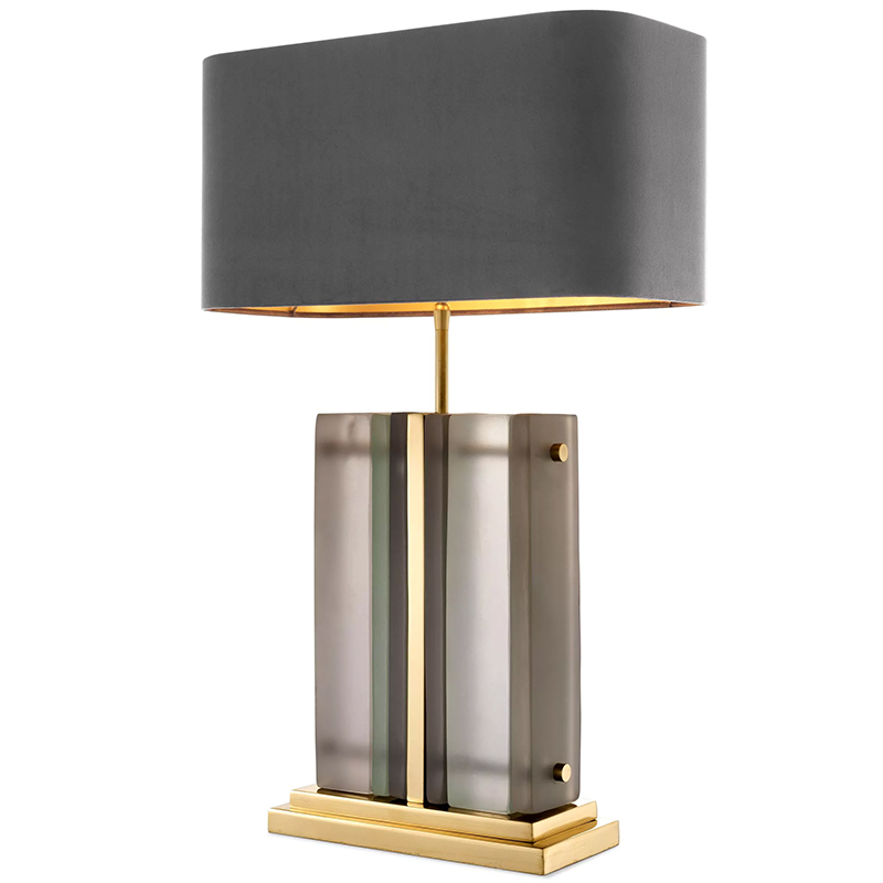 Настольная лампа Eichholtz Table Lamp Solana Brass Стекло Смок Латунь Серый в Ижевске | Loft Concept 