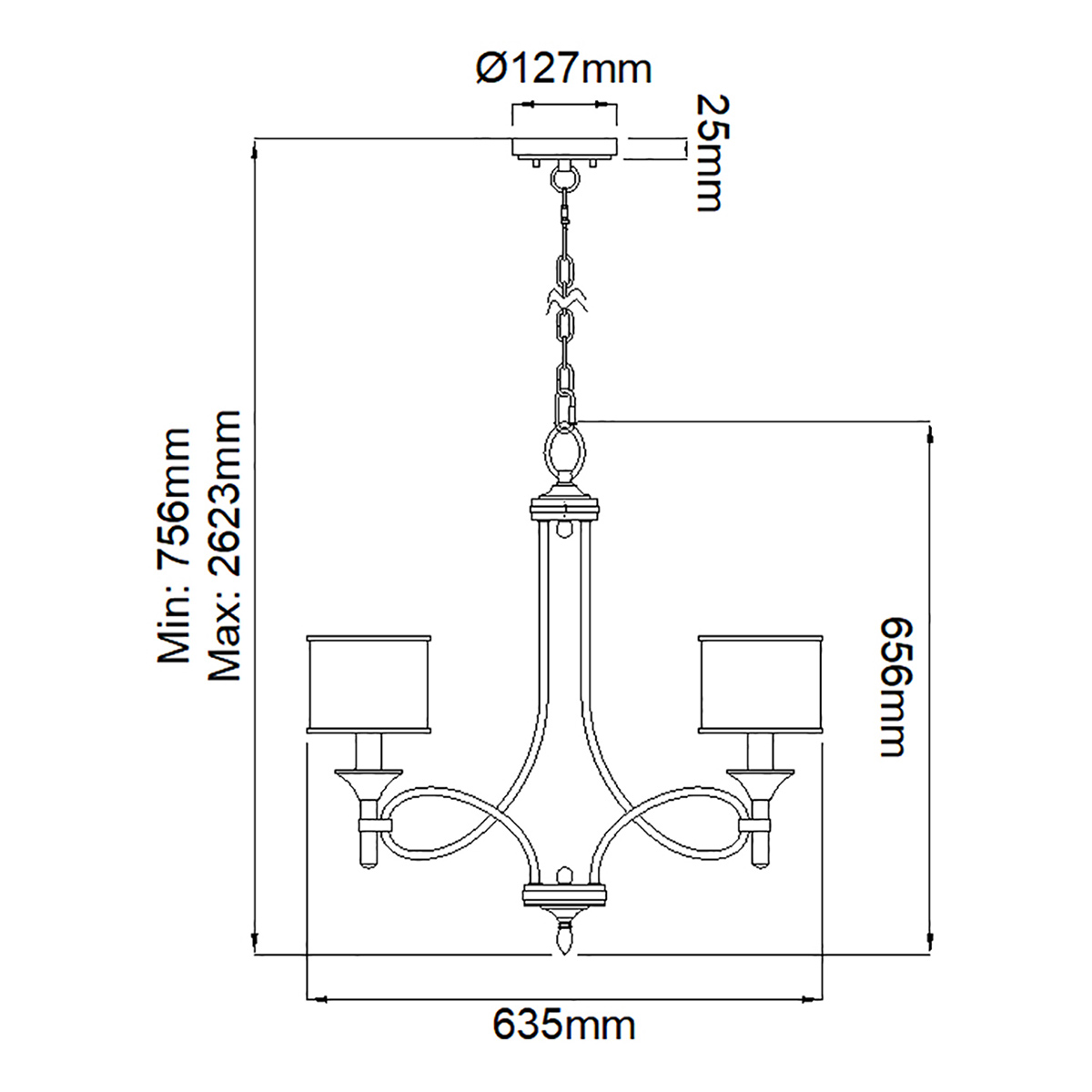 Люстра с белыми тканевыми абажурами в прозрачных стеклянных цилиндрах Kichler в Ижевске