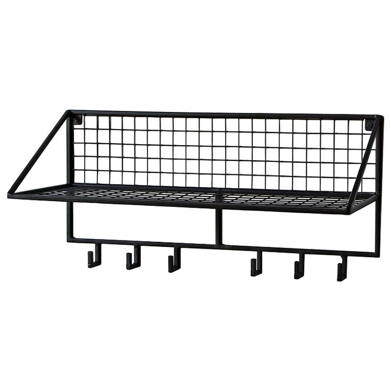 Вешалка с полкой Rhian Industrial Metal Rust Shelf Black S Черный в Ижевске | Loft Concept 