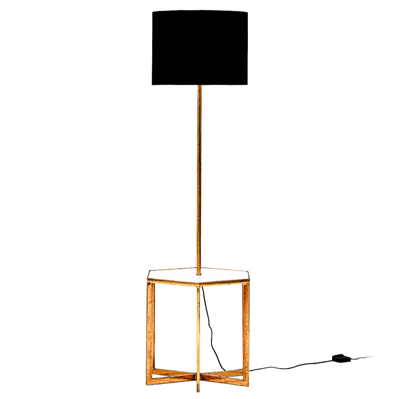 Напольная лампа Steno Floor lamp Белый Черный Винтажное глянцевое золото с состаренным эффектом в Ижевске | Loft Concept 