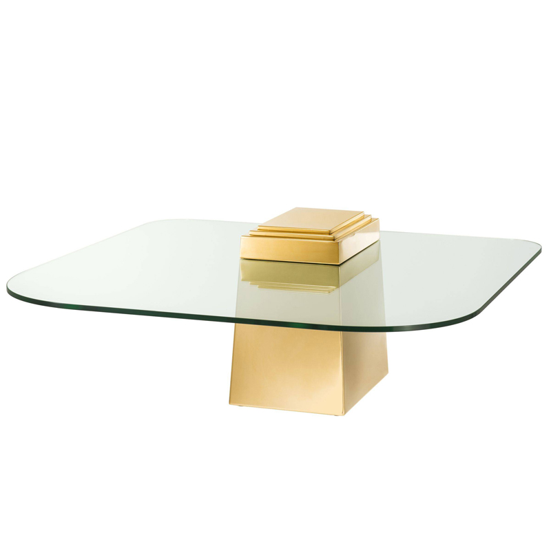 Кофейный стол Eichholtz Coffee Table Orient Gold Глянцевое золото Прозрачный в Ижевске | Loft Concept 