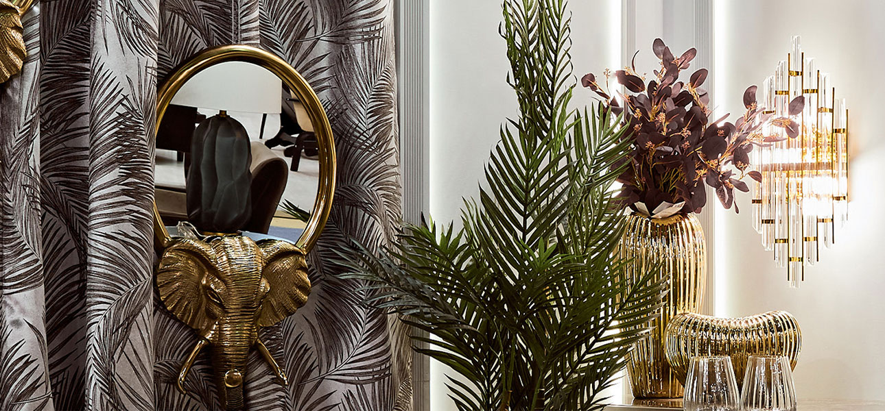 Зеркало с декором слона Gold Elephant - фото №1