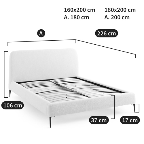 Кровать с обивкой букле Wanda Boucle Bed в Ижевске