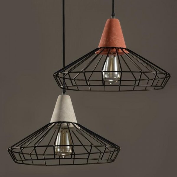 Подвесной светильник Cement Droplight Pendant Light pyramid Серый Красный Черный в Ижевске | Loft Concept 