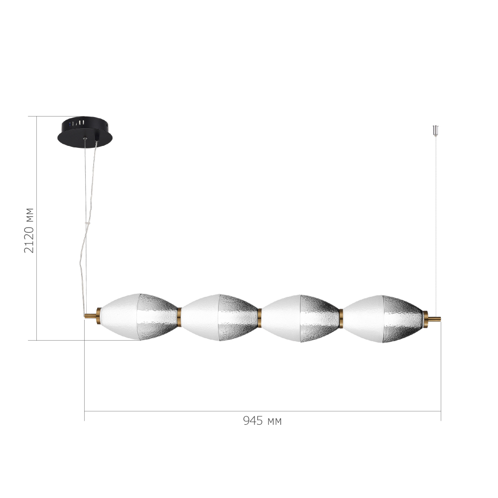 Подвесной светильник линейный в сочетании двух разных фактур стекла Enchanting в Ижевске