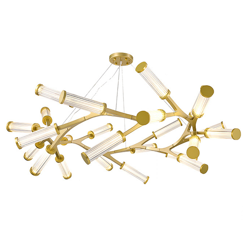 Люстра Cylinder Branches Chandelier Ring Gold Золотой Прозрачный в Ижевске | Loft Concept 