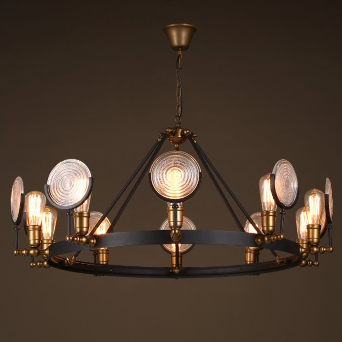 Люстра GASLIGHT LENS Chandelier 10 Черный в Ижевске | Loft Concept 