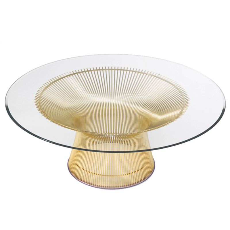 Стол Platner Coffee Gold Глянцевое золото Прозрачное Стекло в Ижевске | Loft Concept 