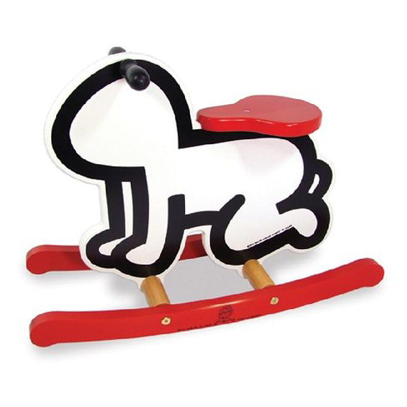 Детская деревянная качалка VILAC KEITH HARING ROCKER BABY TOY-WHITE Красный Черный Белый в Ижевске | Loft Concept 