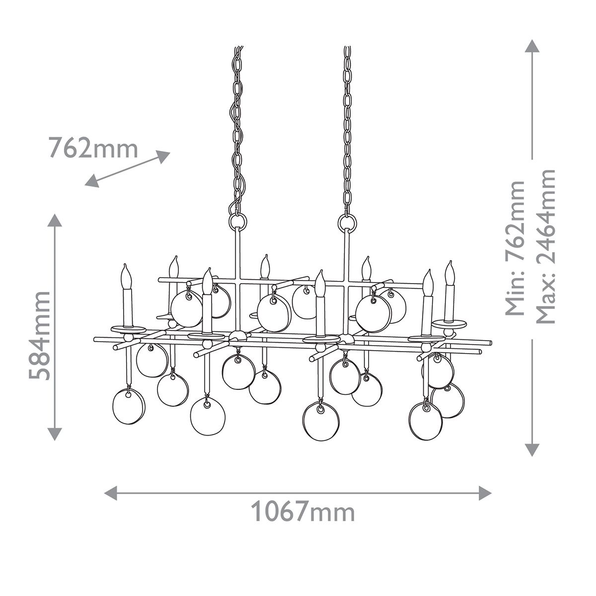 Люстра подвесная с 8-ю лампами и стеклянными круглыми подвесками Currey & Company в Ижевске