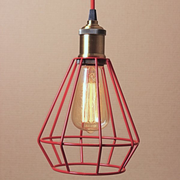 Подвесной светильник Wire Cage Pendant Punch Red Красный в Ижевске | Loft Concept 