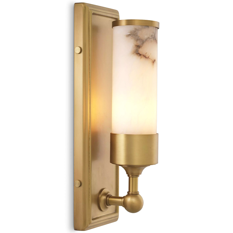 Бра Eichholtz Wall Lamp Valentine Alabaster Бежевый Белый Мрамор Bianco Латунь в Ижевске | Loft Concept 