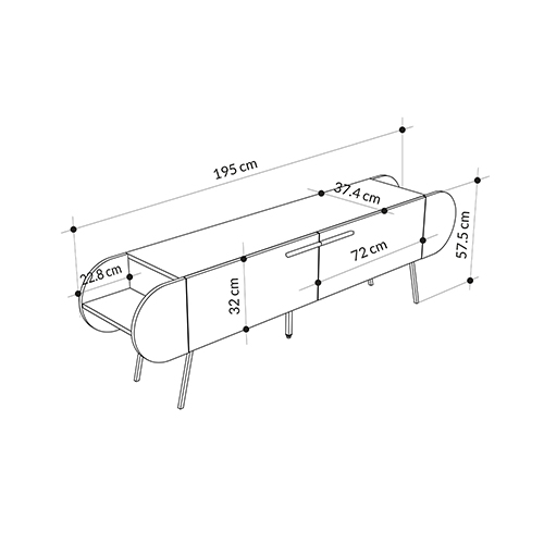 ТВ-тумба серая с 2-мя откидными дверцами и 2-мя открытыми полками CAPSULE TV STAND RETRO GREY в Ижевске