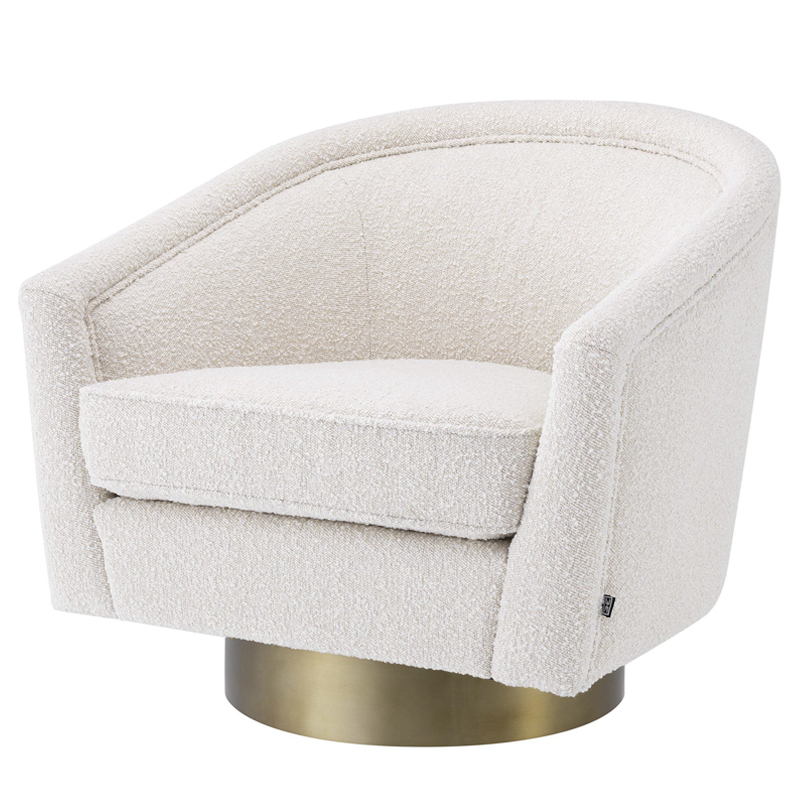 Кресло Eichholtz Swivel Chair Catene Boucle cream Кремовый матовое золото в Ижевске | Loft Concept 