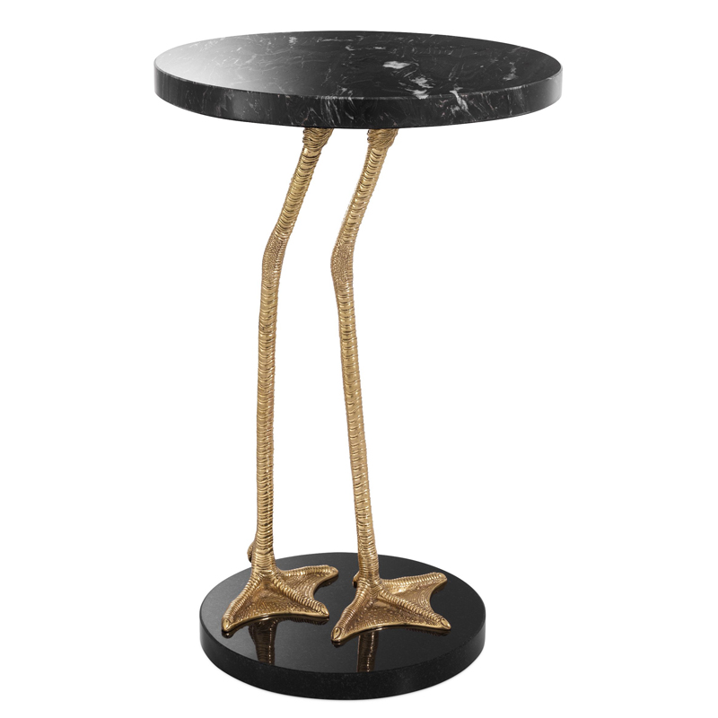 Приставной стол Eichholtz Side Table Lagoon Латунь Черный Мрамор Nero Черный в Ижевске | Loft Concept 