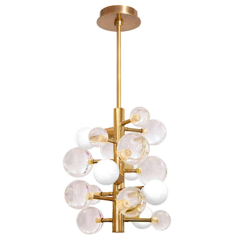 Светильник Jonathan Adler GLOBO FIVE-LIGHT CHANDELIER Clear Золотой Прозрачное Стекло Белый в Ижевске | Loft Concept 