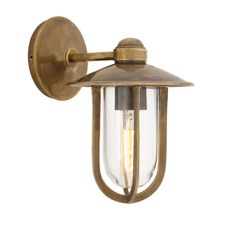 Бра Eichholtz Wall Lamp Seg Harbour Brass Латунь Античная полированная Прозрачное Стекло в Ижевске | Loft Concept 