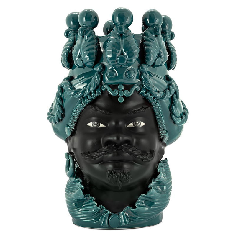 Ваза VASE MORO BIG MAN SIMPLY MAT dark turquoise Черный Бирюзовый в Ижевске | Loft Concept 