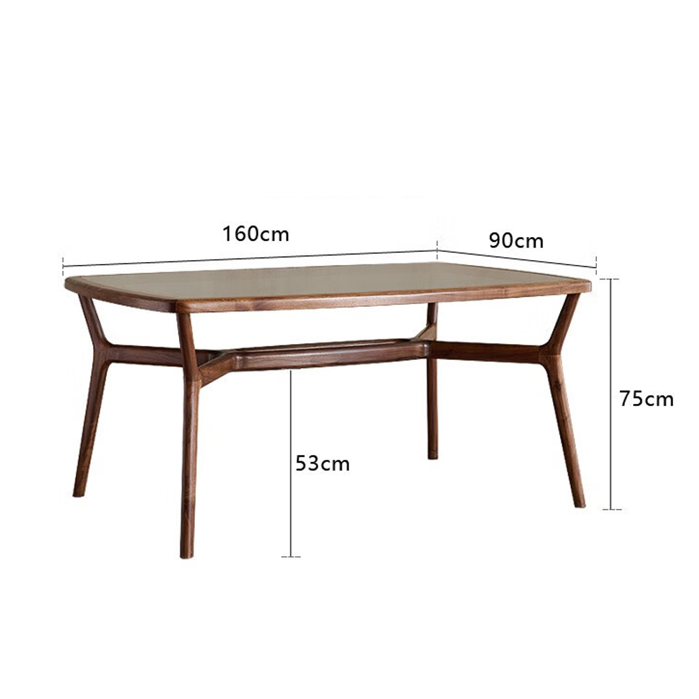 Стол обеденный с каркасом из дерева и стеклянной столешницей Walnut Dining Table в Ижевске