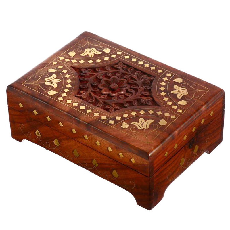 Шкатулка Fulari Indian Inlay Box Коричневый в Ижевске | Loft Concept 