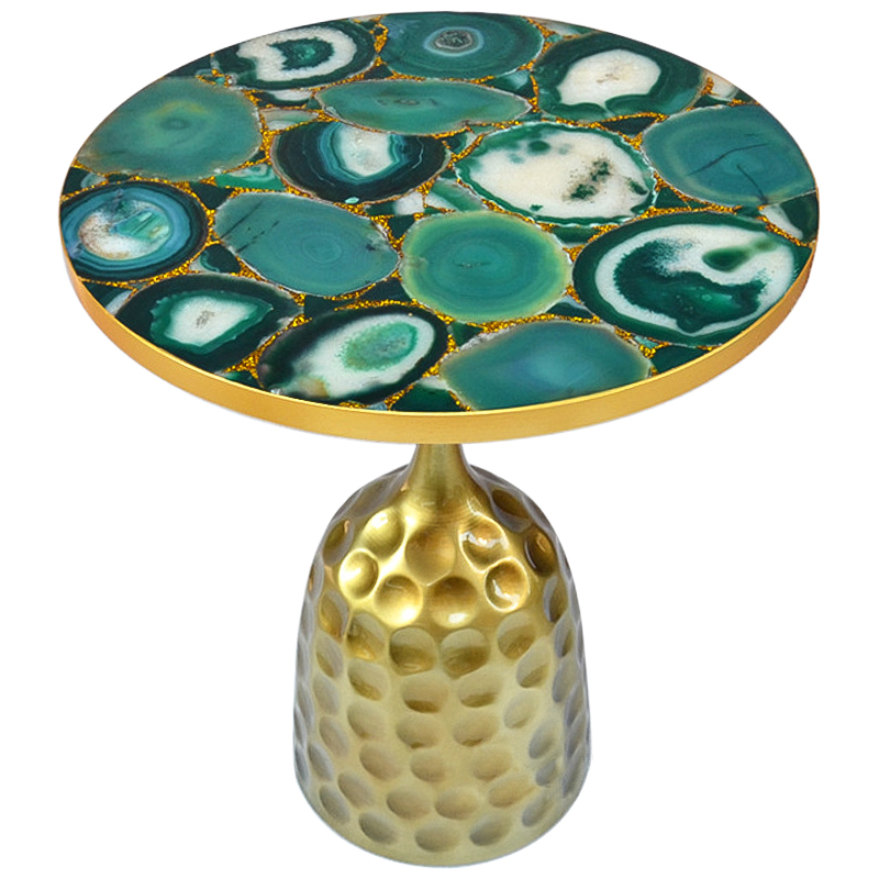 Приставной стол Cluster Surface Green Agate Side Table Зеленый Латунь Золотой в Ижевске | Loft Concept 