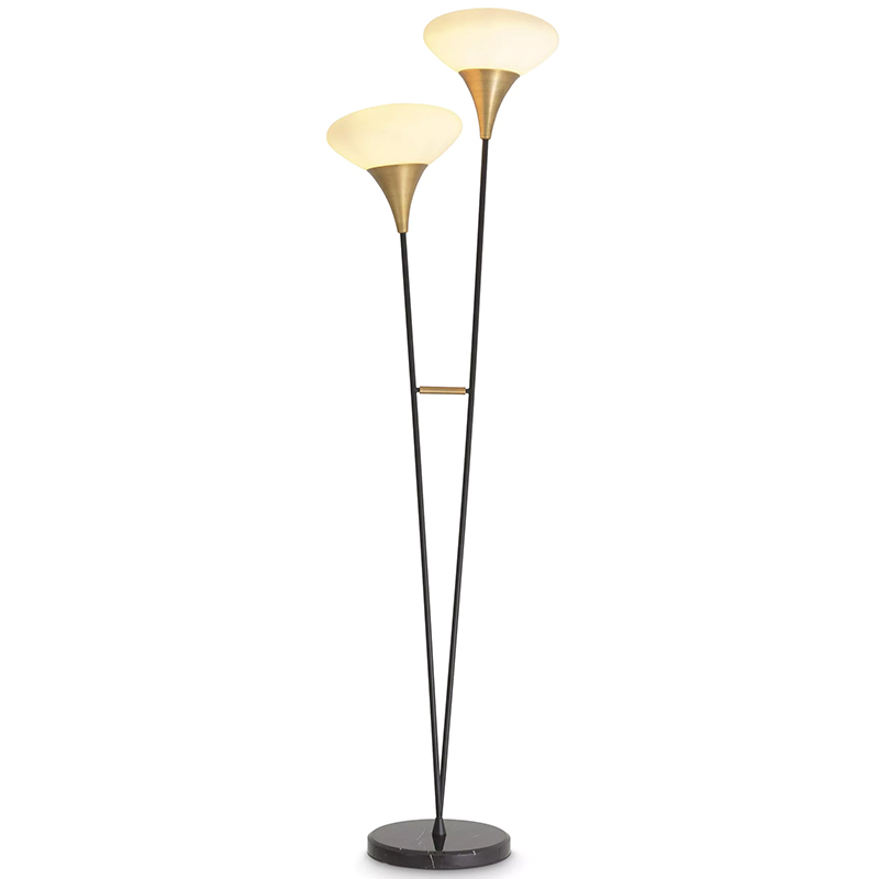 Торшер Eichholtz Floor Lamp Duco Латунь Белый Черный Черный Мрамор Nero в Ижевске | Loft Concept 