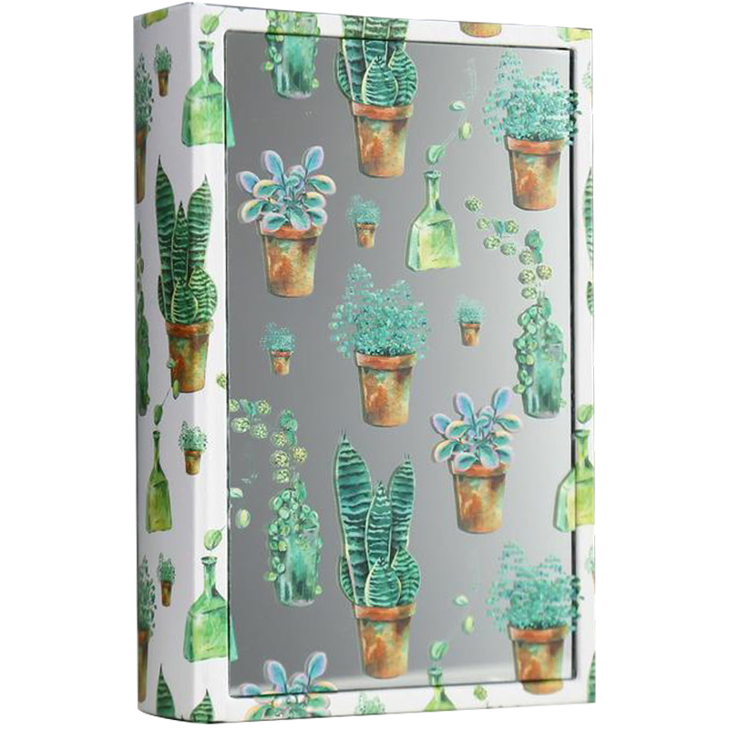 Шкатулка-книга Succulents Mirror Book Box Белый Зеленый Коричневый в Ижевске | Loft Concept 