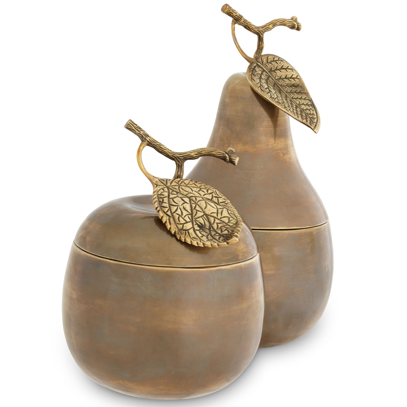 Комплект шкатулок Eichholtz Box Apple & Pear set of 2 brass Винтажная латунь в Ижевске | Loft Concept 