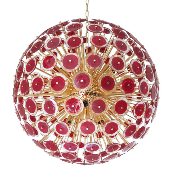 Murano Red Disco Glass Sputnik Chandelier Vistosi Красный (Red) Золотой в Ижевске | Loft Concept 