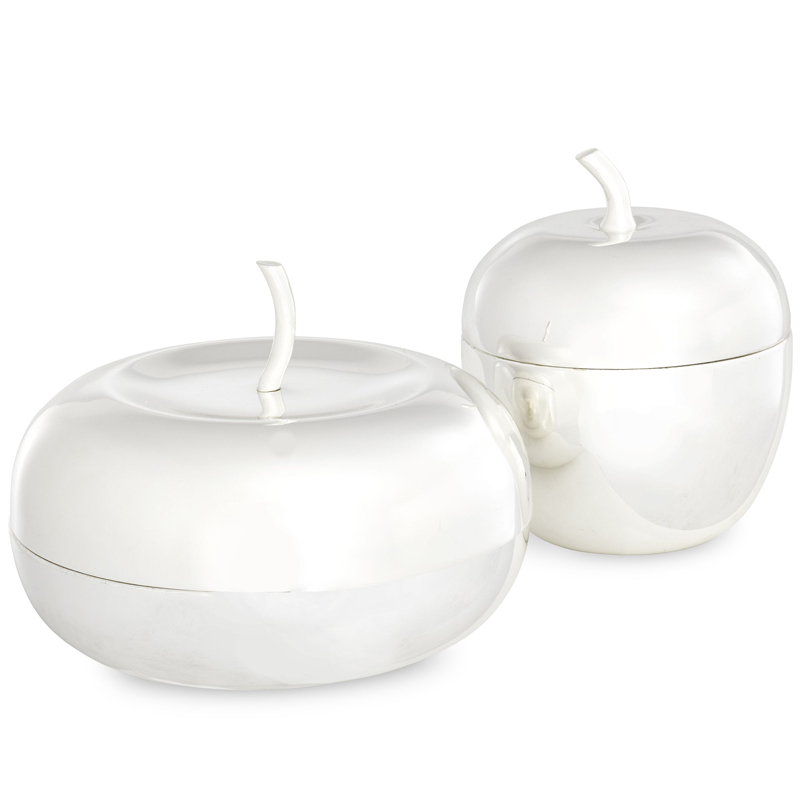 Комплект шкатулок Eichholtz Box Apple Set of 2 Silver Серебряный в Ижевске | Loft Concept 