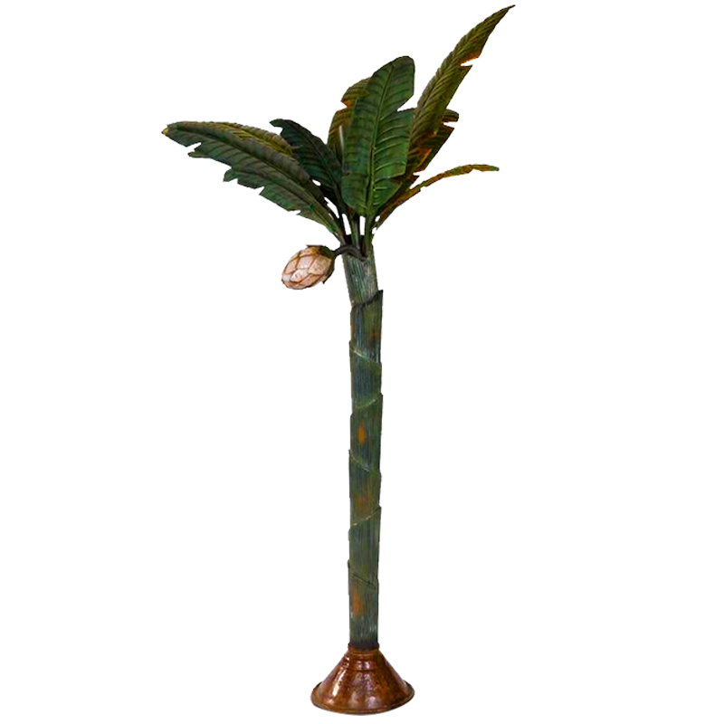 Торшер Дизайнерский Зеленый Банан Painted Metal Sculpture of Palm or Banana Tree and Flower Искусственная бурая ржавчина Зеленый в Ижевске | Loft Concept 