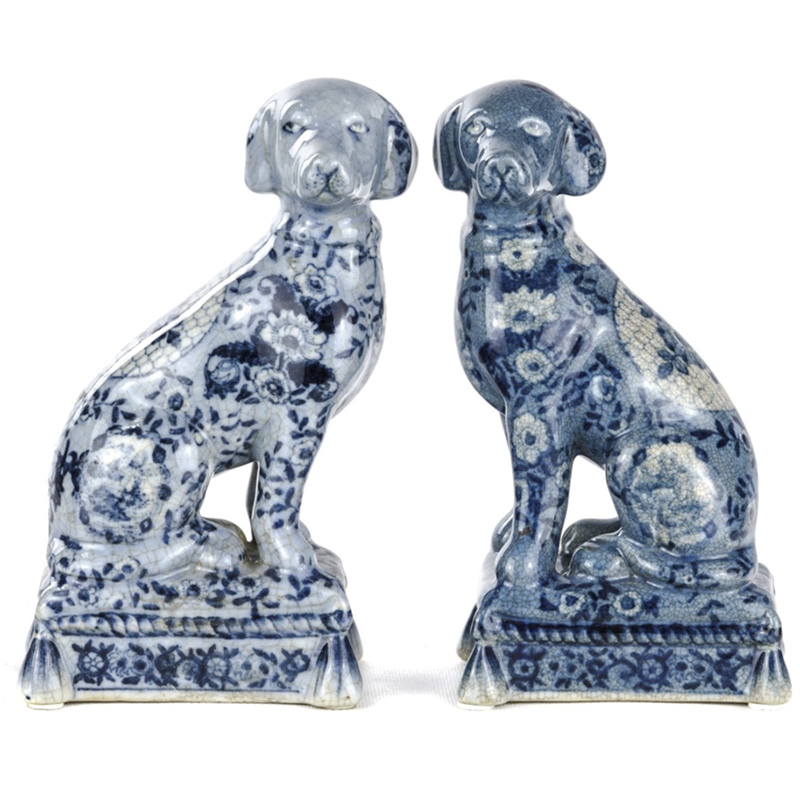 Статуэтки Oriental Blue & White Ornament Dogs набор из 2-х штук Белый Синий в Ижевске | Loft Concept 