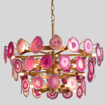 Люстра Agate Burst Chandelier 3 Round pink Розовый пастельный Золотой в Ижевске | Loft Concept 