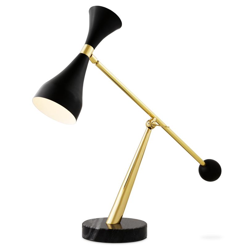 Настольная лампа Eichholtz Desk Lamp Cordero Черный Латунь Черный Мрамор Nero в Ижевске | Loft Concept 