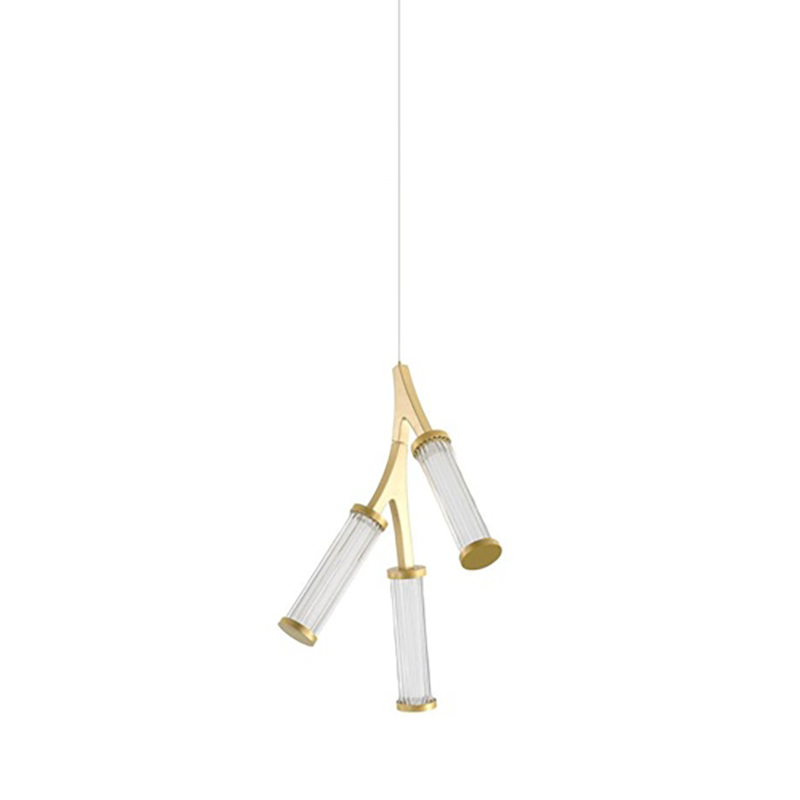 Люстра Cylinder Branches Chandelier Gold 3 Золотой Прозрачный в Ижевске | Loft Concept 