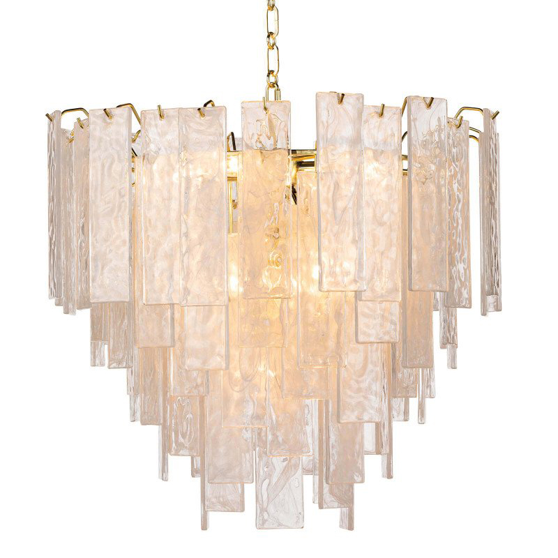 Люстра Textured Glass Chandelier Rectangular Pendants Золотой Прозрачный (Transparent) в Ижевске | Loft Concept 