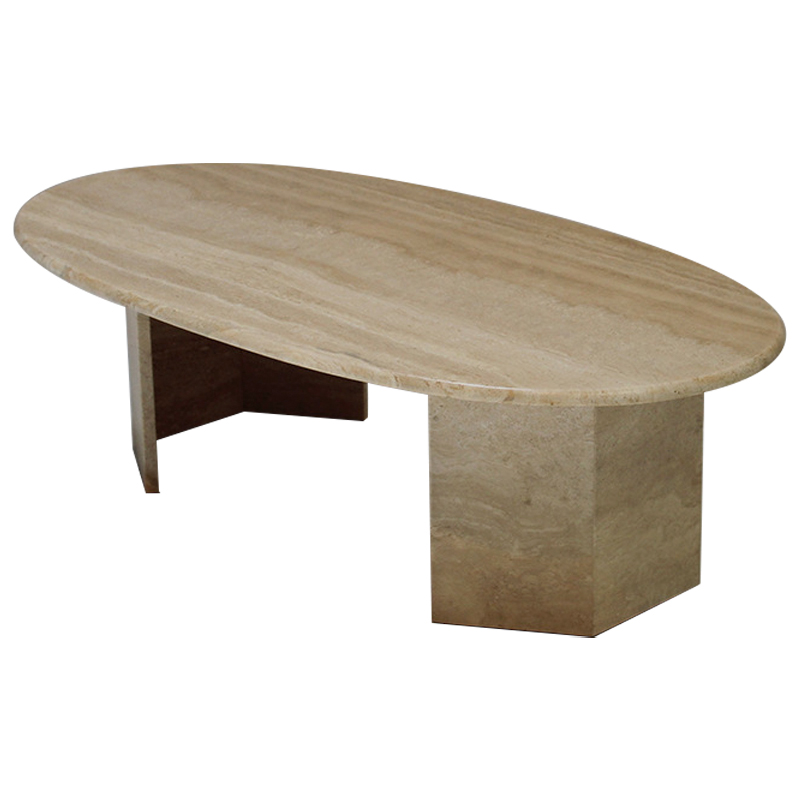 Кофейный стол Oval Travertine Coffee Table Коричневый в Ижевске | Loft Concept 