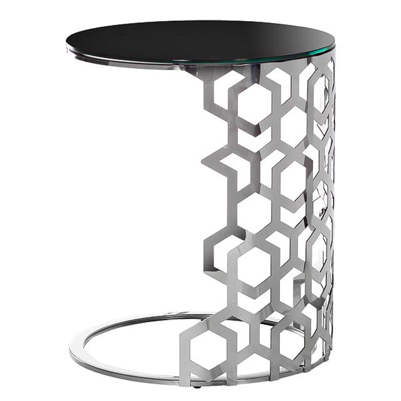 Приставной стол Yen Geometry Side Table silver 60 Серебряный в Ижевске | Loft Concept 