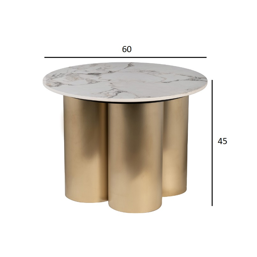 Стол журнальный круглый керамогранит белый Keramos в Ижевске