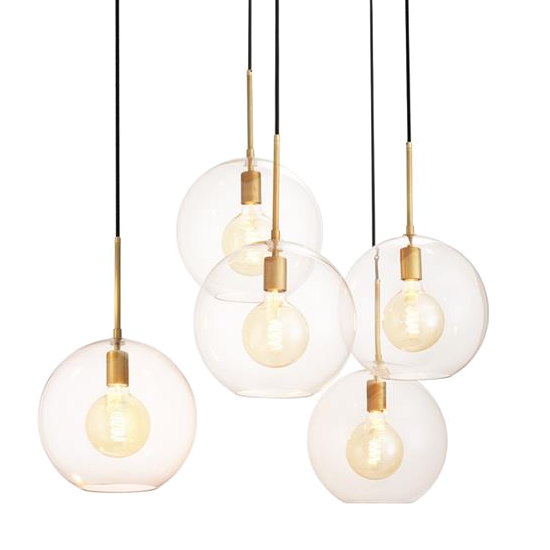 Люстра Chandelier Tango 5 light Латунь Античная полированная Темная бронза Прозрачное Стекло в Ижевске | Loft Concept 