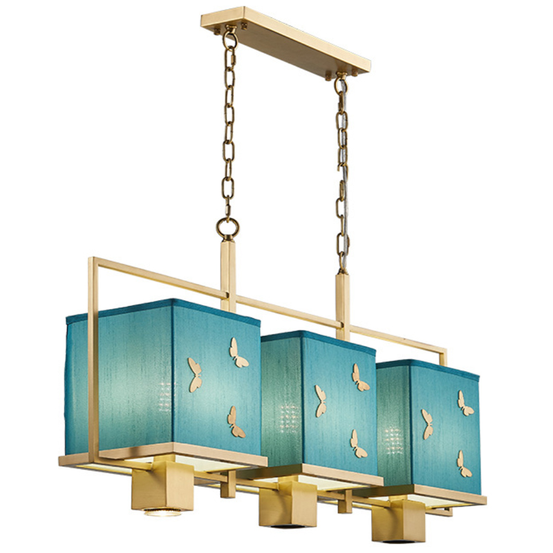 Люстра с бабочками Butterflies Blue Background Chandelier Латунь Бирюзовый в Ижевске | Loft Concept 