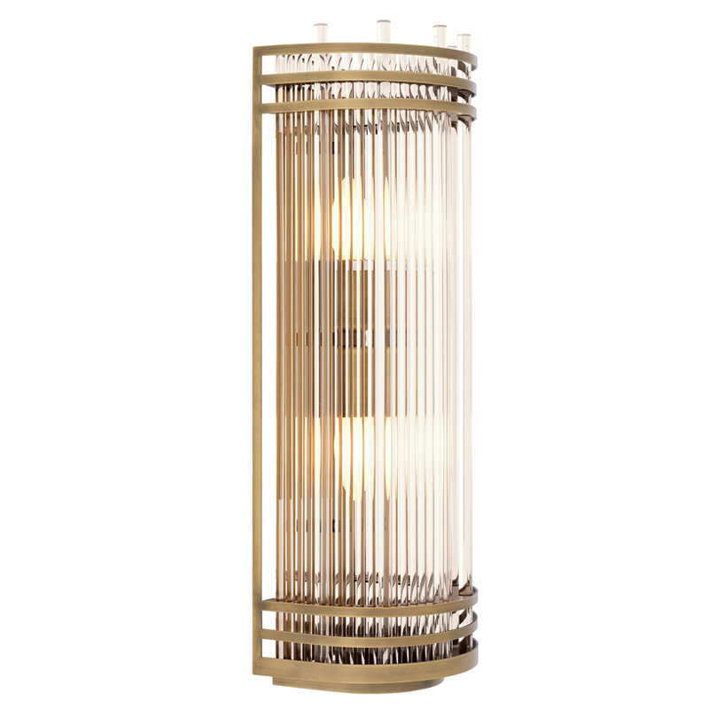 Бра Eichholtz Wall Lamp Gulf L Brass Латунь Античная полированная Прозрачный в Ижевске | Loft Concept 