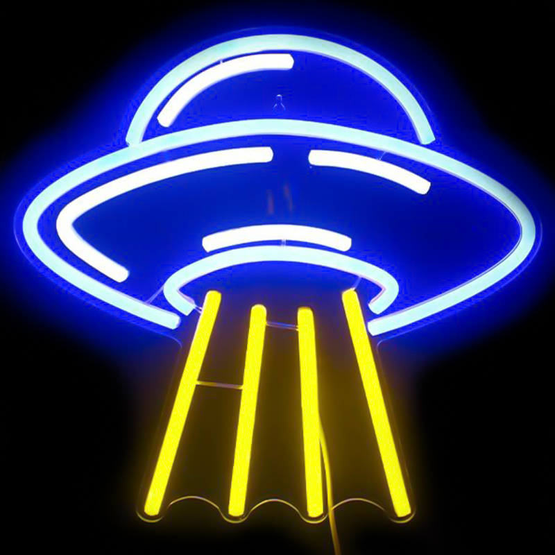 Неоновая настенная лампа UFO Neon Wall Lamp Желтый Синий в Ижевске | Loft Concept 