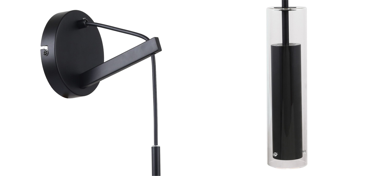 Черное бра с двухслойным плафоном NARSIS - фото