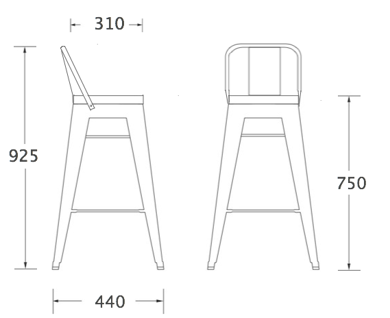 Барный стул Tolix Bar Stool 75 Backed в Ижевске