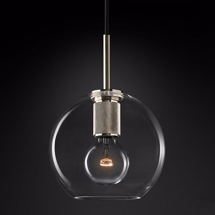 Подвесной светильник RH Utilitaire Globe Pendant Silver Никель Прозрачное Стекло в Ижевске | Loft Concept 